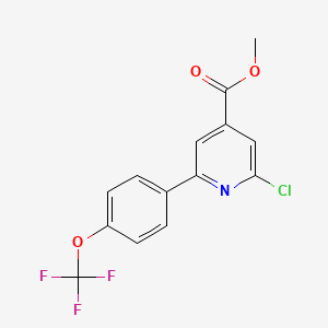 molecular formula C14H9ClF3NO3 B3094934 Methyl 2-chloro-6-(4-(trifluoromethoxy)phenyl)isonicotinate CAS No. 1261504-53-3