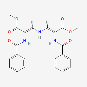 molecular formula C22H21N3O6 B3095540 Methyl 2-(benzoylamino)-3-{[2-(benzoylamino)-3-methoxy-3-oxo-1-propenyl]amino}acrylate CAS No. 126573-69-1