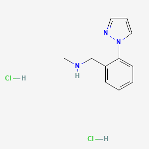molecular formula C11H15Cl2N3 B3096003 N-Methyl-1-[2-(1H-pyrazol-1-yl)phenyl]methanamine dihydrochloride CAS No. 1269393-72-7