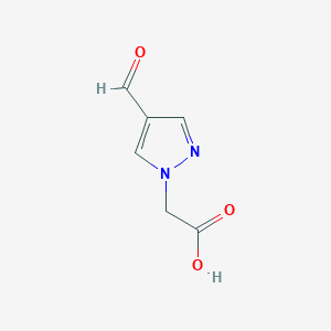molecular formula C6H6N2O3 B3096185 2-(4-formyl-1H-pyrazol-1-yl)acetic acid CAS No. 1273318-62-9