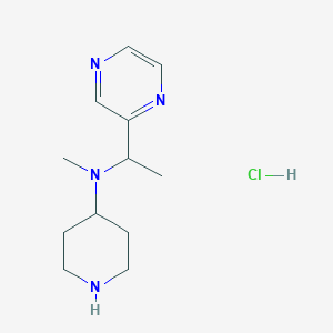 molecular formula C12H21ClN4 B3096777 Methyl-piperidin-4-yl-(1-pyrazin-2-yl-ethyl)-amine hydrochloride CAS No. 1289385-45-0