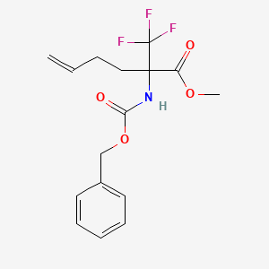 molecular formula C16H18F3NO4 B3096937 Methyl 2-(benzyloxycarbonylamino)-2-(trifluoromethyl)hex-5-enoate CAS No. 129398-27-2