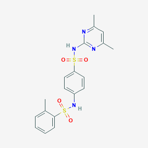 molecular formula C19H20N4O4S2 B309725 N-(4-{[(4,6-dimethyl-2-pyrimidinyl)amino]sulfonyl}phenyl)-2-methylbenzenesulfonamide 