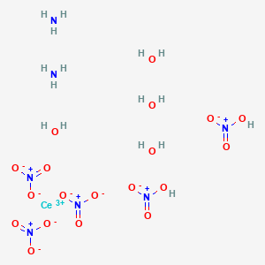 molecular formula CeH16N7O19 B3097296 Azane;cerium(3+);nitric acid;trinitrate;tetrahydrate CAS No. 13083-04-0