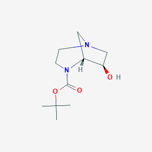 molecular formula C11H20N2O3 B3097375 Tert-butyl (5R,6R)-6-hydroxy-1,4-diazabicyclo[3.2.1]octane-4-carboxylate CAS No. 1310381-14-6