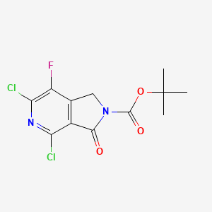 molecular formula C12H11Cl2FN2O3 B3097543 tert-butyl 4,6-dichloro-7-fluoro-3-oxo-1,3-dihydro-2H-pyrrolo[3,4-c]pyridine-2-carboxylate CAS No. 1312693-67-6
