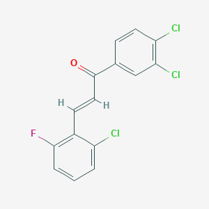 molecular formula C15H8Cl3FO B3097810 (2E)-3-(2-Chloro-6-fluorophenyl)-1-(3,4-dichlorophenyl)prop-2-en-1-one CAS No. 1320361-75-8