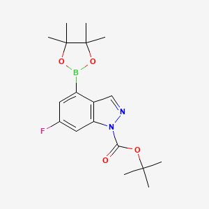 molecular formula C18H24BFN2O4 B3098313 tert-butyl 6-fluoro-4-(4,4,5,5-tetramethyl-1,3,2-dioxaborolan-2-yl)-1H-indazole-1-carboxylate CAS No. 1333319-72-4