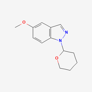 molecular formula C13H16N2O2 B3098524 1H-Indazole, 5-methoxy-1-(tetrahydro-2H-pyran-2-yl)- CAS No. 1337881-68-1