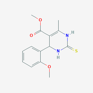 molecular formula C14H16N2O3S B3098657 Methyl 2-(2-methoxyphenyl)-6-methyl-4-thioxo-2H,3H,5H-3,5-diazinecarboxylate CAS No. 134074-43-4