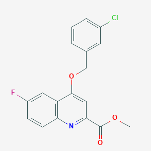 molecular formula C18H13ClFNO3 B3100005 Methyl 4-((3-chlorobenzyl)oxy)-6-fluoroquinoline-2-carboxylate CAS No. 1357936-14-1