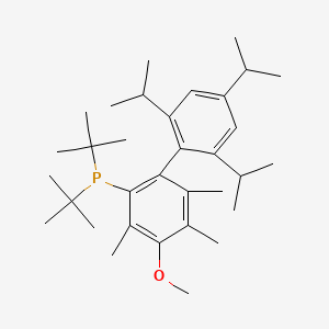 molecular formula C33H53OP B3100073 Ditert-butyl-[3-methoxy-2,4,5-trimethyl-6-[2,4,6-tri(propan-2-yl)phenyl]phenyl]phosphane CAS No. 1359986-21-2