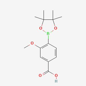 molecular formula C14H19BO5 B3100687 3-Methoxy-4-(4,4,5,5-tetramethyl-1,3,2-dioxaborolan-2-yl)benzoic acid CAS No. 1374325-17-3