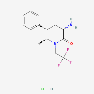 molecular formula C14H18ClF3N2O B3100791 (3S,5S,6R)-3-amino-6-methyl-5-phenyl-1-(2,2,2-trifluoroethyl)piperidin-2-one hydrochloride CAS No. 1375470-88-4