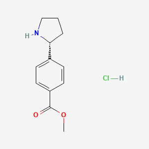 molecular formula C12H16ClNO2 B3100970 (R)-methyl 4-(pyrrolidin-2-yl)benzoate hydrochloride CAS No. 1381927-79-2