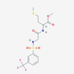 molecular formula C15H19F3N2O5S2 B3101699 Methyl 4-methylsulfanyl-2-[[2-[[3-(trifluoromethyl)phenyl]sulfonylamino]acetyl]amino]butanoate CAS No. 1396994-87-8