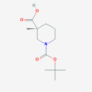 molecular formula C12H21NO4 B3102103 (3S)-1-[(tert-Butoxy)carbonyl]-3-methylpiperidine-3-carboxylic acid CAS No. 1415018-75-5