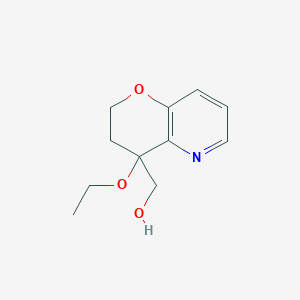 molecular formula C11H15NO3 B3102167 (4-ethoxy-3,4-dihydro-2H-pyrano[3,2-b]pyridin-4-yl)methanol CAS No. 1415562-39-8