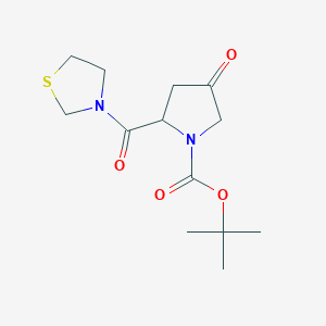 molecular formula C13H20N2O4S B3102225 1-Pyrrolidinecarboxylic acid, 4-oxo-2-(3-thiazolidinylcarbonyl)-, 1,1-dimethylethyl ester, (2R)- CAS No. 1415908-67-6