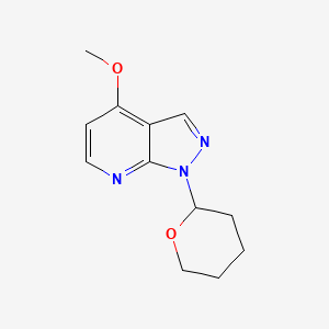 molecular formula C12H15N3O2 B3102361 4-Methoxy-1-(tetrahydro-2H-pyran-2-yl)-1H-pyrazolo[3,4-b]pyridine CAS No. 1416714-54-9