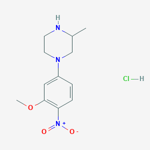 molecular formula C12H18ClN3O3 B3102513 1-(3-Methoxy-4-nitrophenyl)-3-methylpiperazine hydrochloride CAS No. 1417793-88-4