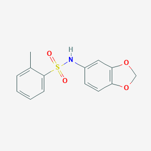 molecular formula C14H13NO4S B310271 N-(1,3-benzodioxol-5-yl)-2-methylbenzenesulfonamide 