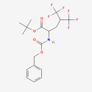 molecular formula C18H21F6NO4 B3102715 tert-Butyl 2-(benzyloxycarbonylamino)-5,5,5-trifluoro-4-(trifluoromethyl)pentanoate CAS No. 1422766-09-3