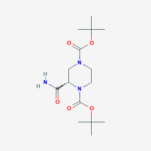 B3103359 (S)-di-tert-butyl 2-carbamoylpiperazine-1,4-dicarboxylate CAS No. 1438393-12-4
