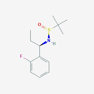 molecular formula C13H20FNOS B3103760 (S)-N-[(1R)-1-(2-fluorophenyl)propyl]-2-methylpropane-2-sulfinamide CAS No. 1448902-46-2