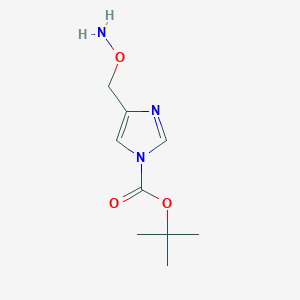 molecular formula C9H15N3O3 B3103882 tert-Butyl 4-((aminooxy)methyl)-1H-imidazole-1-carboxylate CAS No. 1452466-73-7