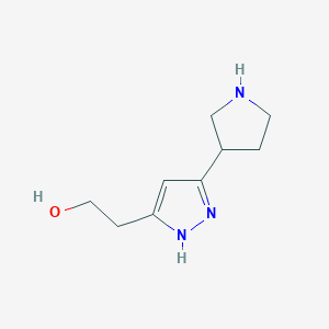 molecular formula C9H15N3O B3103902 2-(3-(Pyrrolidin-3-yl)-1H-pyrazol-5-yl)ethanol CAS No. 1452670-21-1