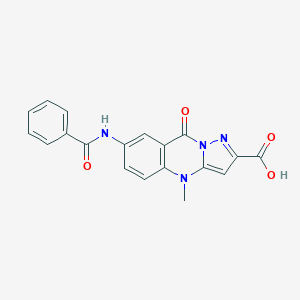 molecular formula C19H14N4O4 B031062 7-Benzamido-4-methyl-9-oxopyrazolo[5,1-b]quinazoline-2-carboxylic acid CAS No. 77422-99-2
