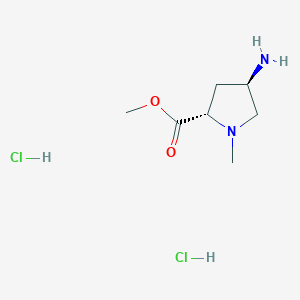 molecular formula C7H15ClN2O2 B3106904 Methyl (4R)-4-amino-1-methyl-L-prolinate dihydrochloride CAS No. 1609388-59-1
