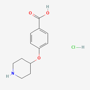 molecular formula C12H16ClNO3 B3106961 4-(4-Piperidinyloxy)benzoic acid hydrochloride CAS No. 1609396-09-9