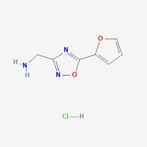 molecular formula C7H8ClN3O2 B3107076 {[5-(2-furyl)-1,2,4-oxadiazol-3-yl]methyl}amine hydrochloride CAS No. 1609400-88-5