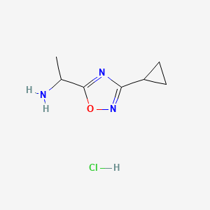 molecular formula C7H12ClN3O B3107255 [1-(3-Cyclopropyl-1,2,4-oxadiazol-5-yl)ethyl]amine hydrochloride CAS No. 1609406-70-3