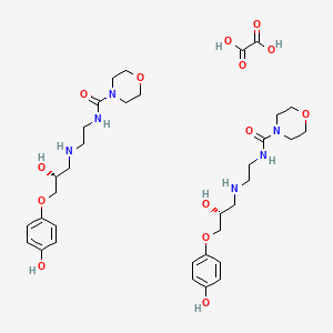 molecular formula C34H52N6O14 B3107949 N-[2-[[(2R)-2-hydroxy-3-(4-hydroxyphenoxy)propyl]amino]ethyl]morpholine-4-carboxamide;oxalic acid CAS No. 1630815-47-2