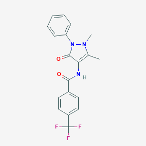 molecular formula C19H16F3N3O2 B310797 N-(1,5-dimethyl-3-oxo-2-phenyl-2,3-dihydro-1H-pyrazol-4-yl)-4-(trifluoromethyl)benzamide 