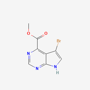 molecular formula C8H6BrN3O2 B3108189 Methyl 5-bromo-7H-pyrrolo[2,3-D]pyrimidine-4-carboxylate CAS No. 1638767-47-1