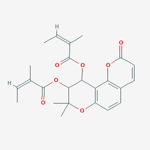 molecular formula C₂₄H₂₆O₇ B031082 [8,8-dimethyl-9-[(Z)-2-methylbut-2-enoyl]oxy-2-oxo-9,10-dihydropyrano[2,3-f]chromen-10-yl] (Z)-2-methylbut-2-enoate CAS No. 73069-28-0