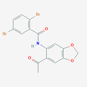 molecular formula C16H11Br2NO4 B310825 N-(6-acetyl-1,3-benzodioxol-5-yl)-2,5-dibromobenzamide 