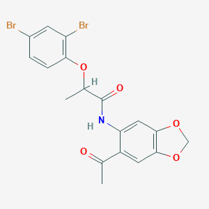 molecular formula C18H15Br2NO5 B310836 N-(6-acetyl-1,3-benzodioxol-5-yl)-2-(2,4-dibromophenoxy)propanamide 