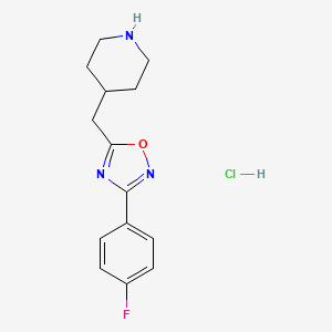 B3109200 4-{[3-(4-Fluorophenyl)-1,2,4-oxadiazol-5-yl]methyl}piperidine hydrochloride CAS No. 1706464-42-7