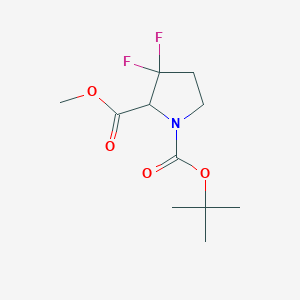 molecular formula C11H17F2NO4 B3109455 1-tert-Butyl 2-methyl 3,3-difluoropyrrolidine-1,2-dicarboxylate CAS No. 173315-19-0