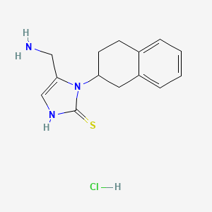 B3109583 4-(Aminomethyl)-3-(1,2,3,4-tetrahydronaphthalen-2-yl)-1H-imidazole-2-thione;hydrochloride CAS No. 173998-11-3