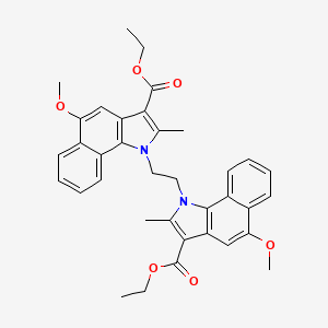 molecular formula C36H36N2O6 B3109846 Ethyl 1-(2-(3-(ethoxycarbonyl)-5-methoxy-2-methyl-1H-benzo[g]indol-1-yl)ethyl)-5-methoxy-2-methyl-1H-benzo[g]indole-3-carboxylate CAS No. 176693-98-4
