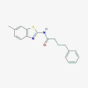 molecular formula C18H18N2OS B311082 N-(6-methyl-1,3-benzothiazol-2-yl)-4-phenylbutanamide 