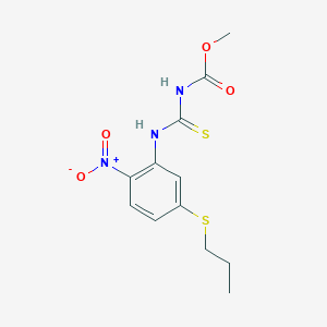 molecular formula C12H15N3O4S2 B031110 1-(3-Carbomethoxythioureido)-2-nitro-5-propylthiobenzene CAS No. 65671-10-5