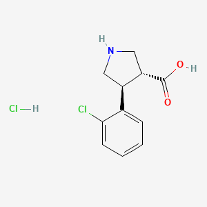 molecular formula C11H13Cl2NO2 B3111142 trans-4-(2-Chlorophenyl)pyrrolidine-3-carboxylic acid hydrochloride CAS No. 1820581-20-1