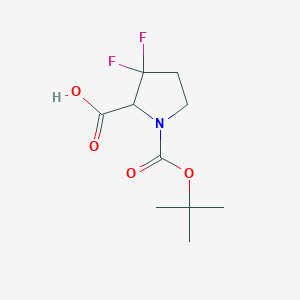 molecular formula C10H15F2NO4 B3111322 1-[(Tert-butoxy)carbonyl]-3,3-difluoropyrrolidine-2-carboxylic acid CAS No. 1822567-84-9